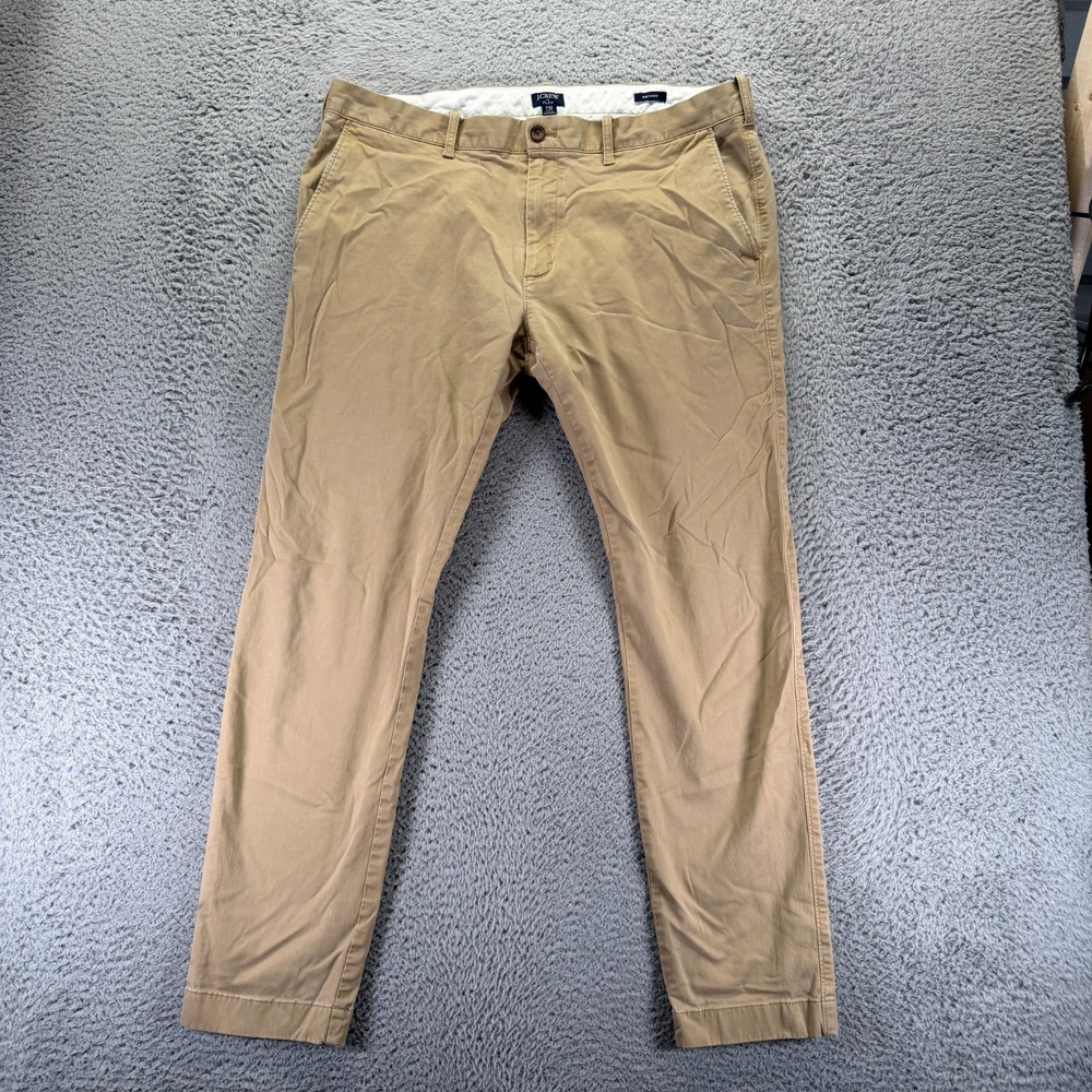 J.Crew Flex Pant Men's 38x32 Brown Cotton Chino Skinny Preppy Business Stretch